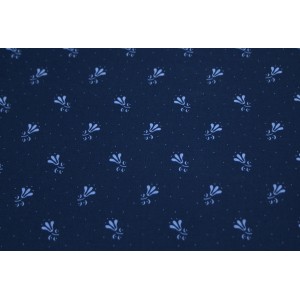 10cm österreichischer Dirndldruck Streublumen tintenblau / hellblau (Grundpreis 29,00/m)